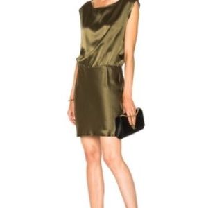 Nili Lotan Eva Silk Olive Green Dress